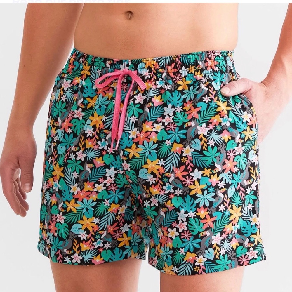 Chubbies The Bloomerangs 7” Swim Trunks Large Black Floral Lined Classic Fit